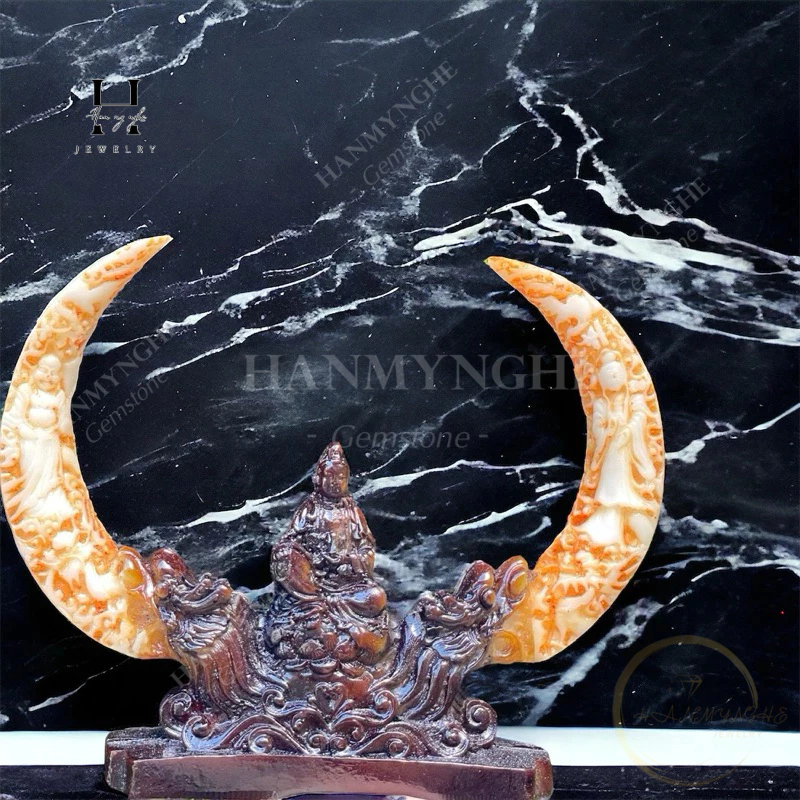 Cặp ngà bột đá đúc cao 22 cm HANMYNGHE