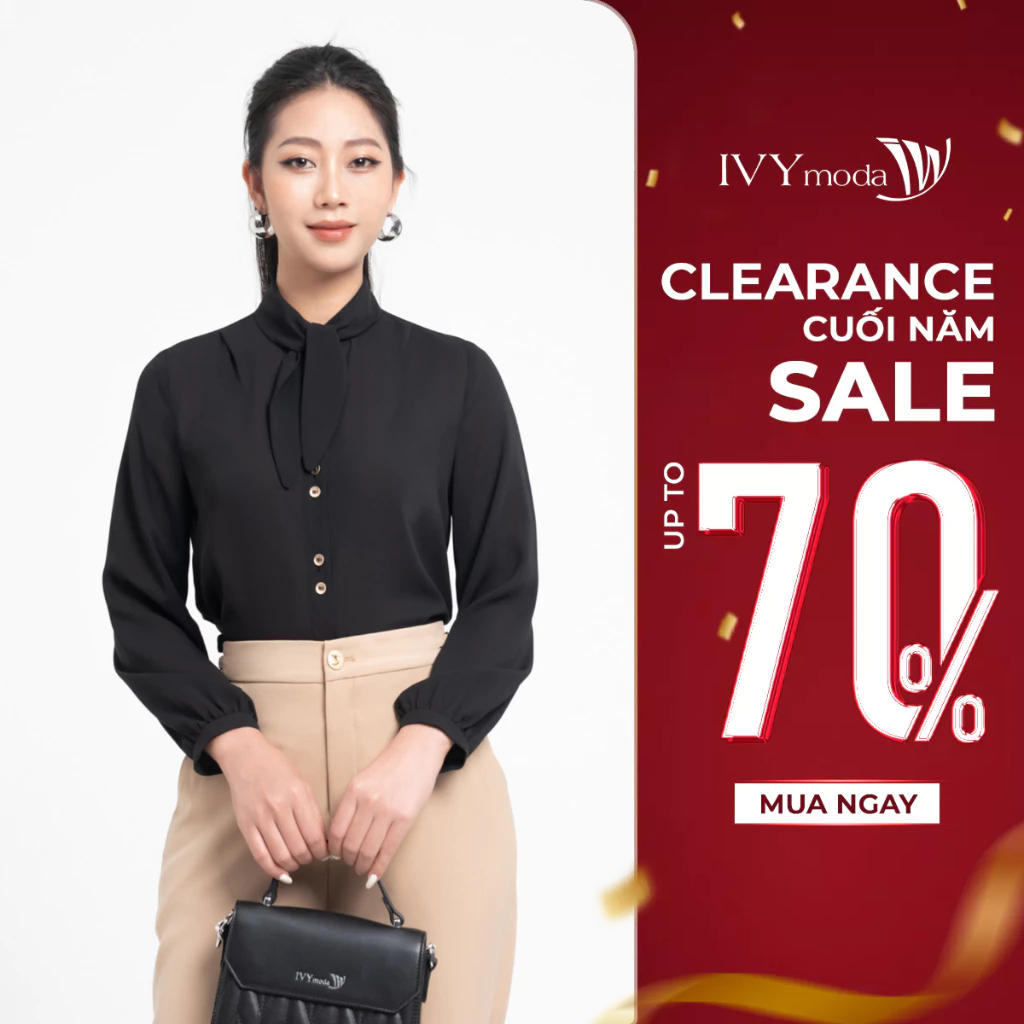 Áo lụa cổ thắt nơ nữ IVY moda MS 17M8168