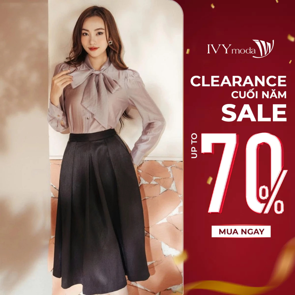 Áo sơ mi lụa thăt nơ nữ IVY moda MS 17M8493