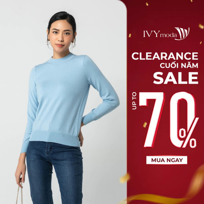Áo len dài tay, áo len cổ tròn cao IVY moda MS 58P0071