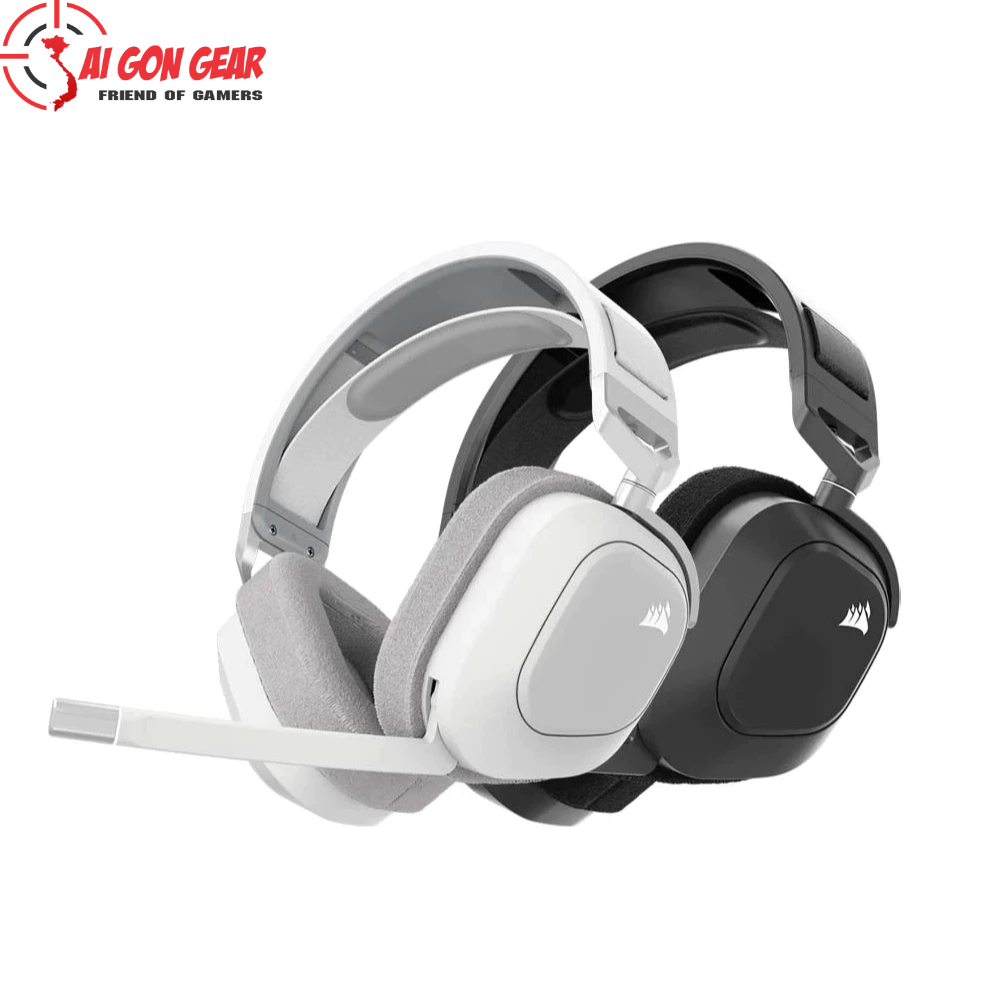 Tai nghe không dây Corsair HS80 MAX RGB - Steel Gray/White