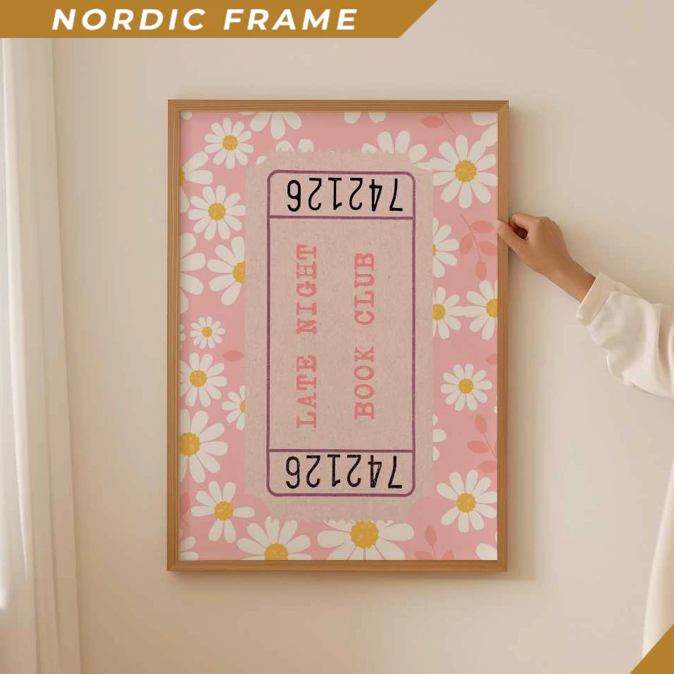 Tranh treo tường, Cute Book club Poster, Preppy Voucher Print for book lover gift, Aesthetic book no