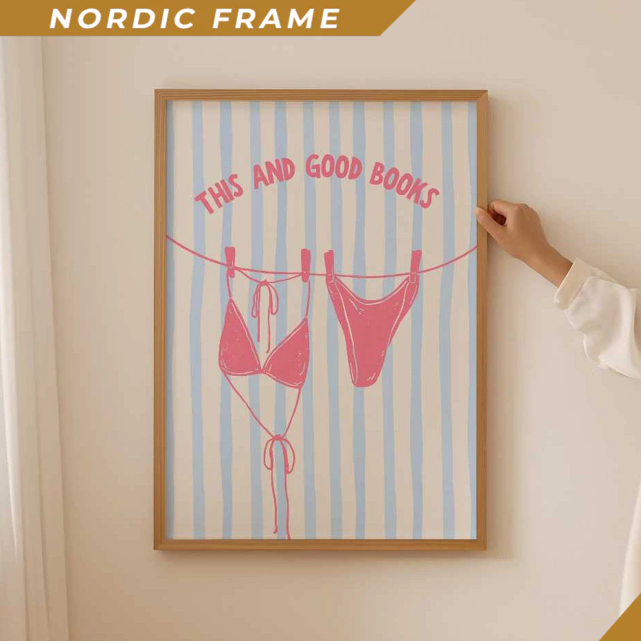 Tranh treo tường, Book lover Poster, Preppy book club Print as book lover gift, Aesthetic book nook 