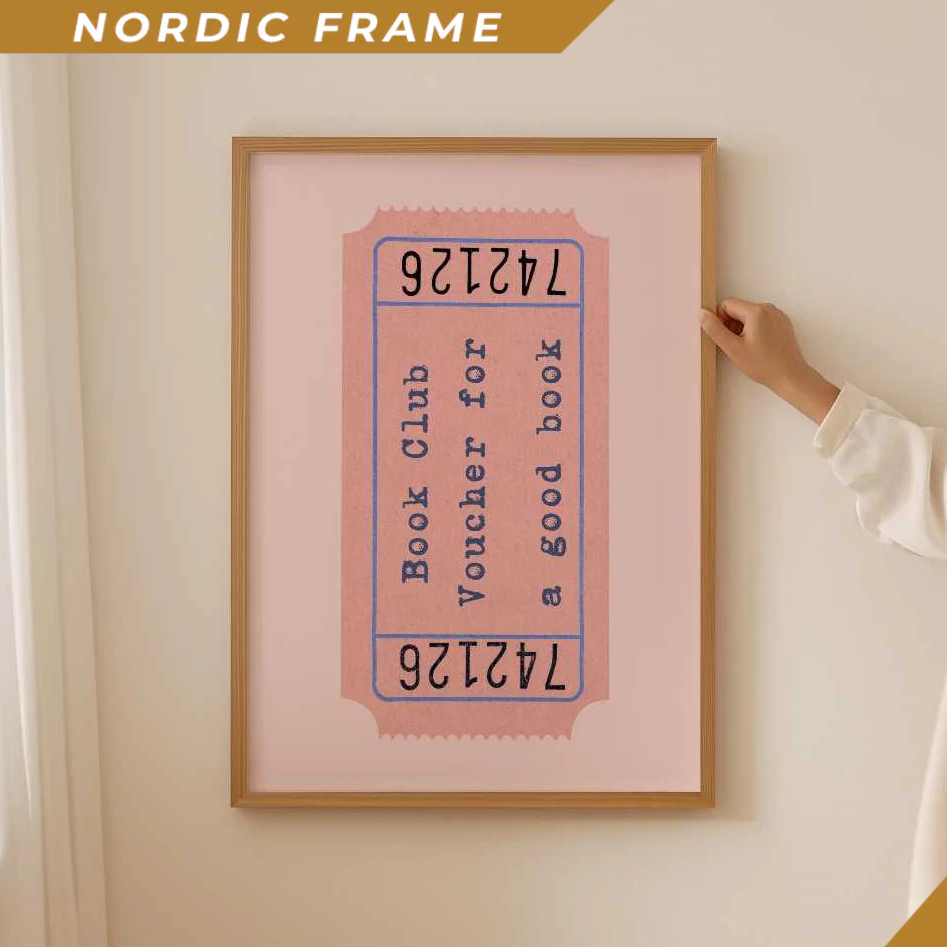 Tranh treo tường, Book club Poster, Preppy Voucher Print for book lover gift, Aesthetic book nook fo