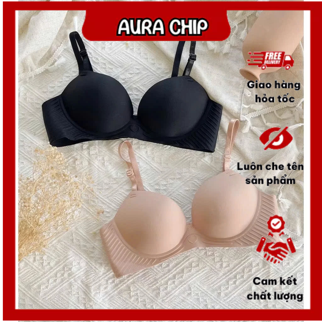Set 3 Áo Lót Nữ Su Đúc Vân Sườn, Fom Nâng 5D, Chống Trơn Trượt, Không Viền, Đệm 3,5cm Không Gọng -Au