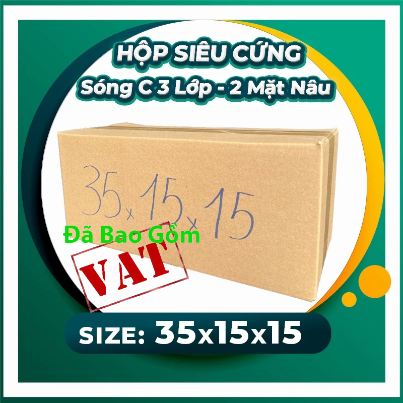 35x15x15 Hộp Carton siêu cứng 2 mặt nâu 3 lớp sóng B (Comboo 50h)