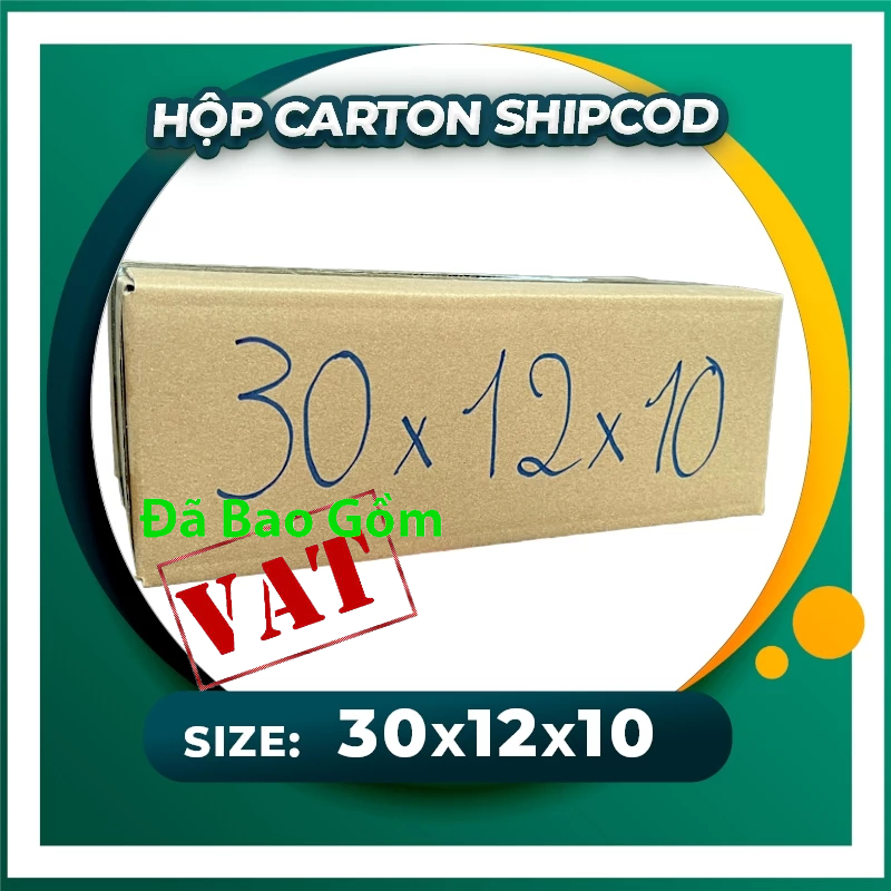 (2 Mặt Nâu Cứng) Hộp Carton 30x12x10 đóng hàng, ship cod. 3 lớp sóng B . (Comboo 50h)
