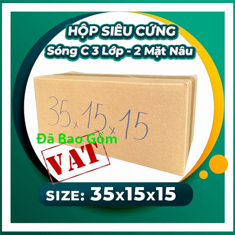 Combo 100 hộp 35x15x15 Siêu cứng 2 mặt nâu 3 lớp sóng B