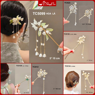 SHOPPRO Trâm Cài Tóc Búi Kim Loại Hình Hoa Đính Hạt Thanh Lịch Phong Cách Cổ Trang Cho Nữ TC5099