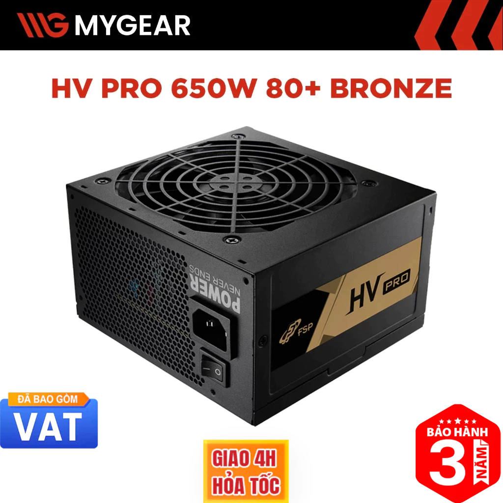Nguồn máy tính FSP HV PRO 650W 80 Plus Bronze Đen/Trắng