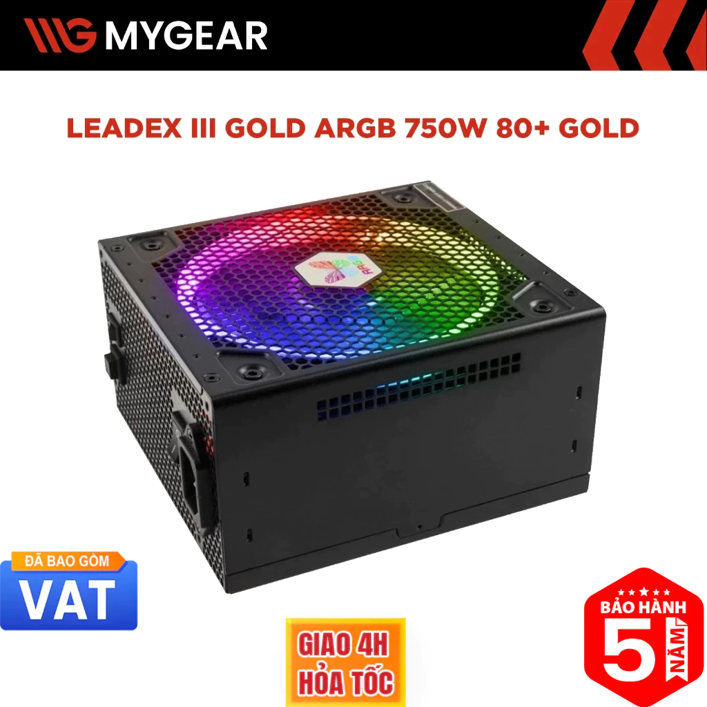 Nguồn máy tính Super Flower Leadex III Gold ARGB Black 750W 80 Plus Gold