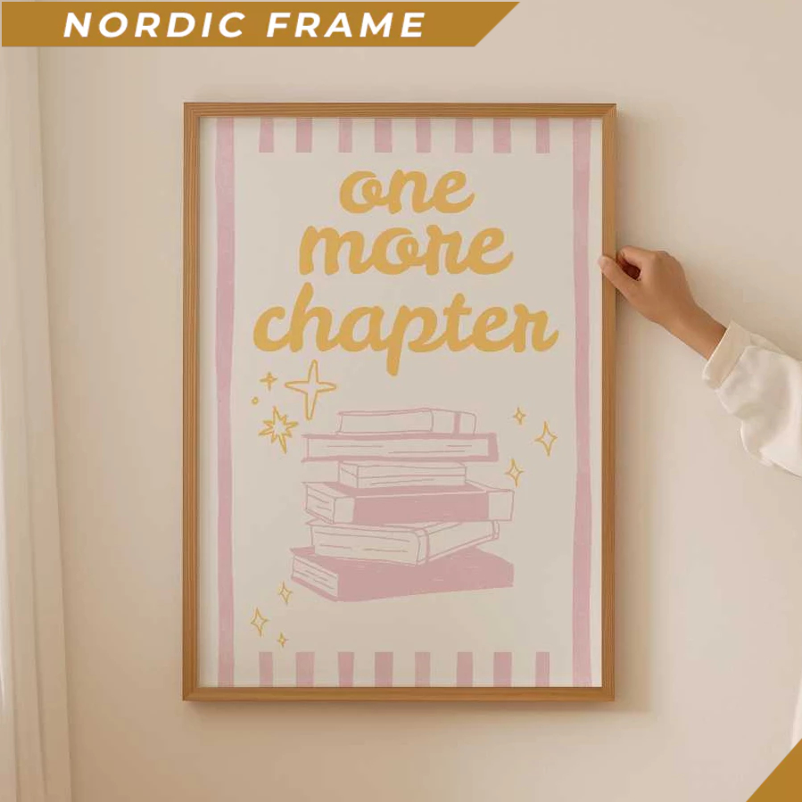 Tranh treo tường, One more Chapter Poster, Preppy book club Print as book lover gift, Aesthetic book