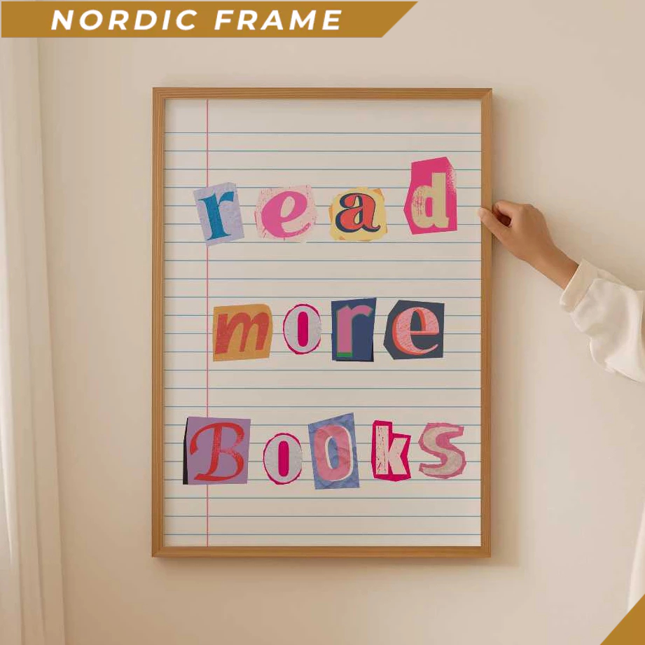 Tranh treo tường, Read more books Poster, Preppy book club Print as book lover gift, Aesthetic book 