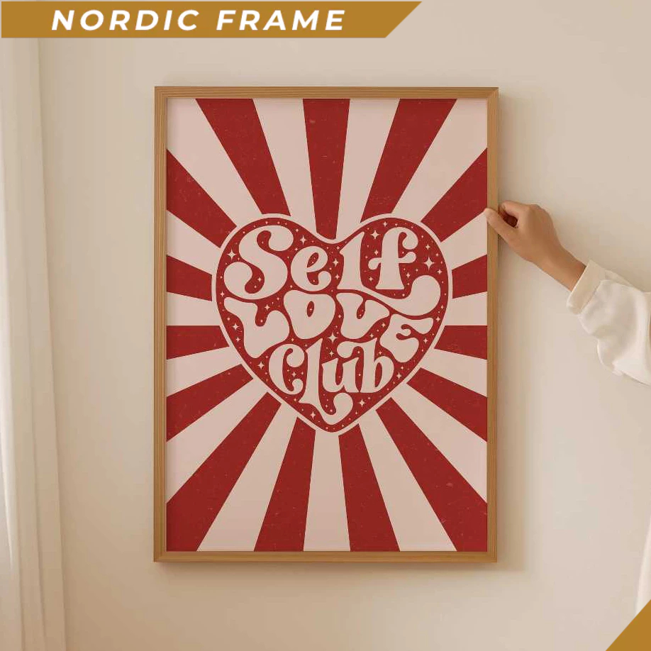 Tranh treo tường, Pink Selflove lover Poster, Preppy book club Print as book lover gift, Aesthetic b