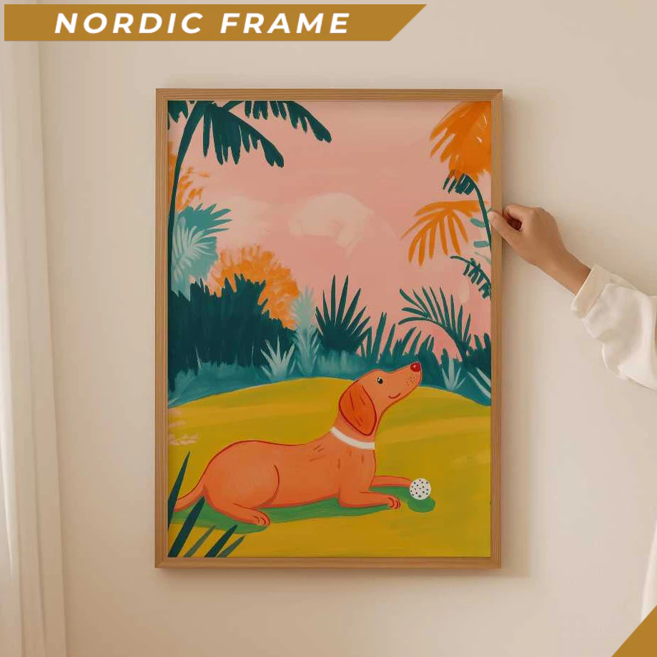 Tranh treo tường, Funky golf dachshund Lover Poster– Funny wiener dog Wall Art for Funky bathroom or