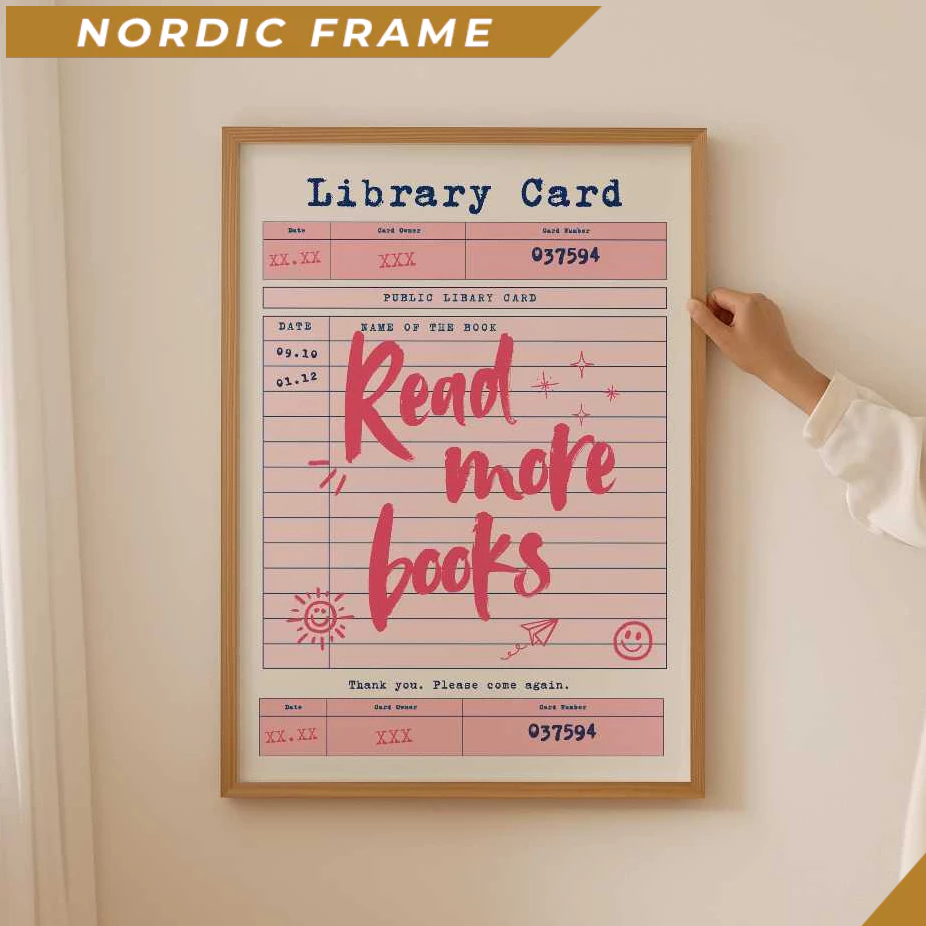 Tranh treo tường, Guest check Book club Poster, Preppy Print for book lover gift, Aesthetic book noo