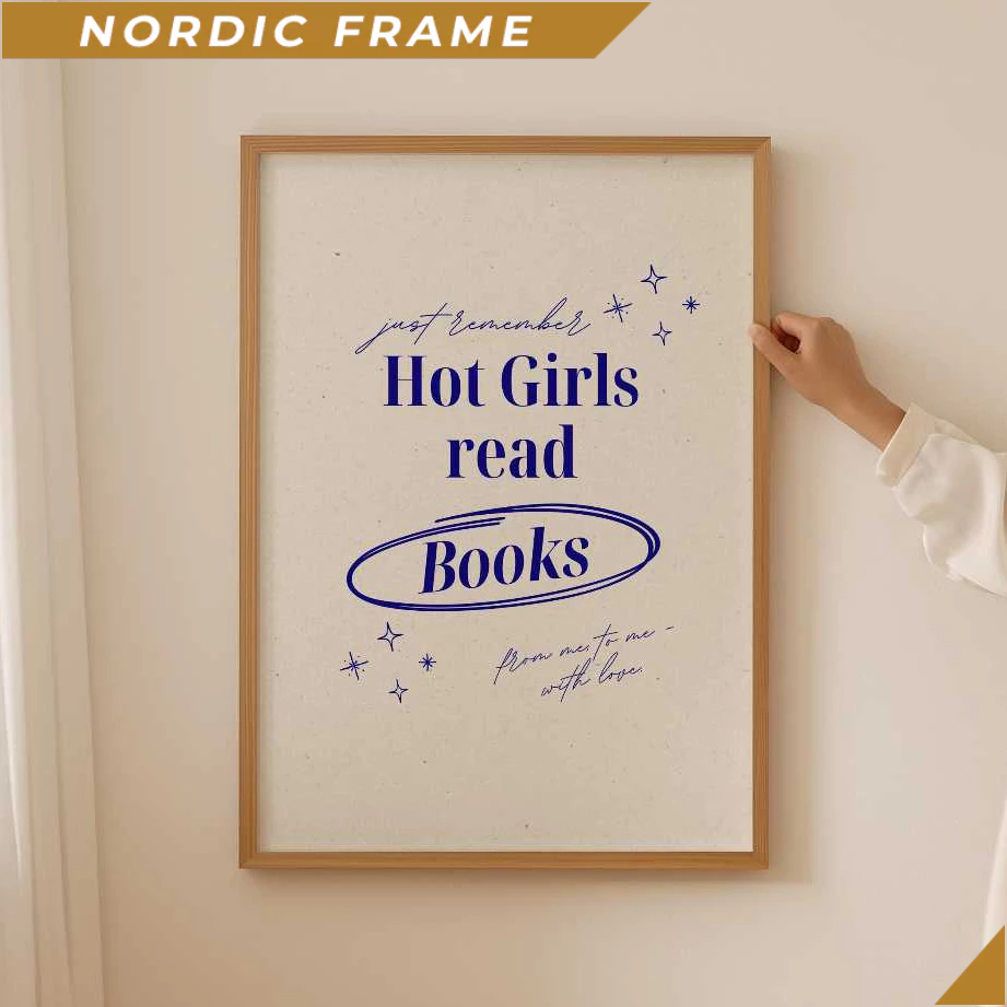 Tranh treo tường, Hot girls Book club Poster, Preppy Print for book lover gift, Aesthetic book nook 