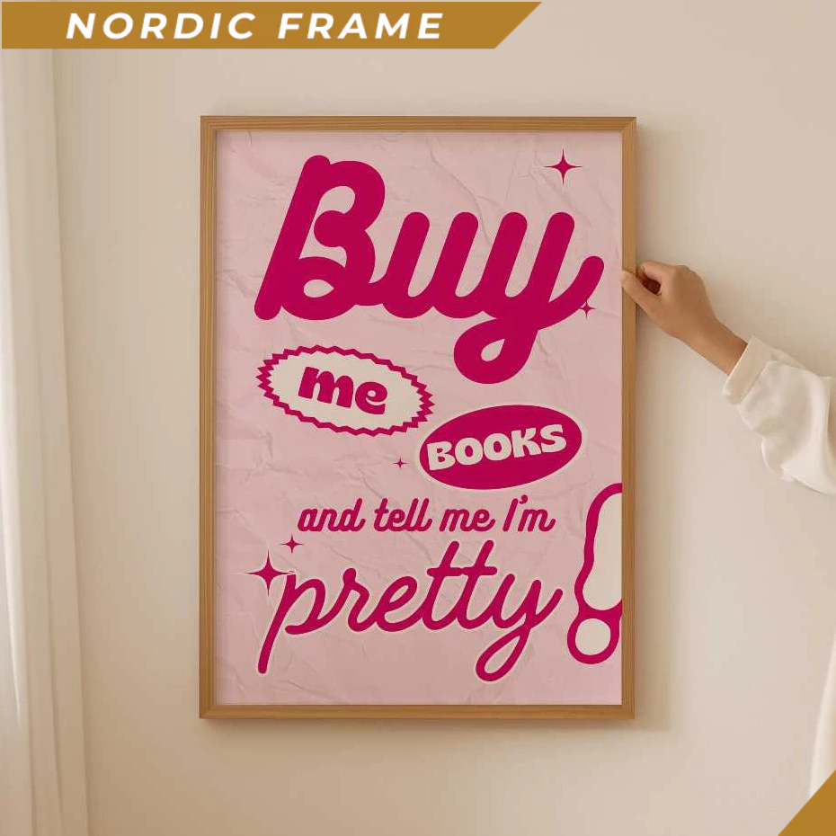 Tranh treo tường, Pink Girly Book club Poster, Preppy Print for book lover gift, Aesthetic book nook