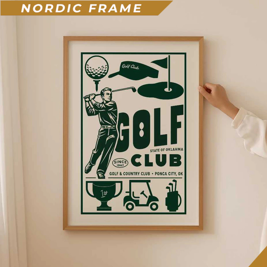 Tranh treo tường, Trendy Golf Poster– Funky green Golf Lover Wall Art for Funky bathroom or man cave