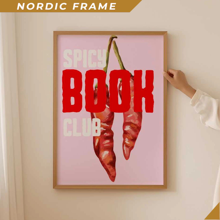 Tranh treo tường, Spicy Book club Poster, Preppy pink club Print as book lover gift, Aesthetic book 