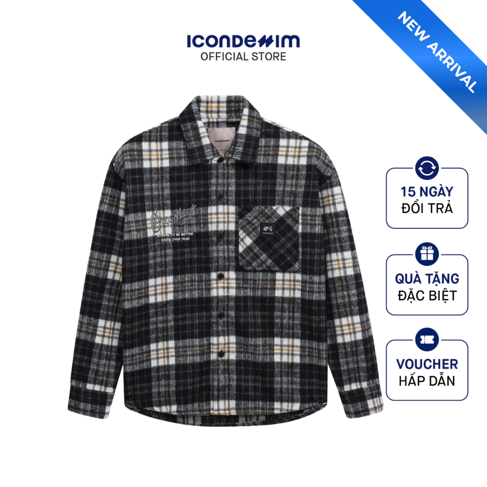 Áo Khoác Nam ICONDENIM Họa Tiết Flannel  Detention Form Loose AKID0261