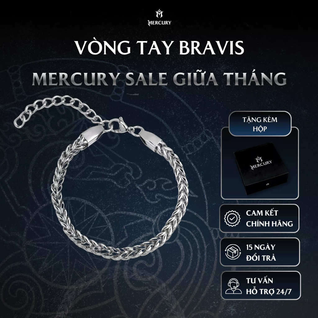 Vòng tay nam/nữ Mercury  Bravis - Trang sức, Phụ kiện thời trang Unisex - Thiết kế Basic, cá tính