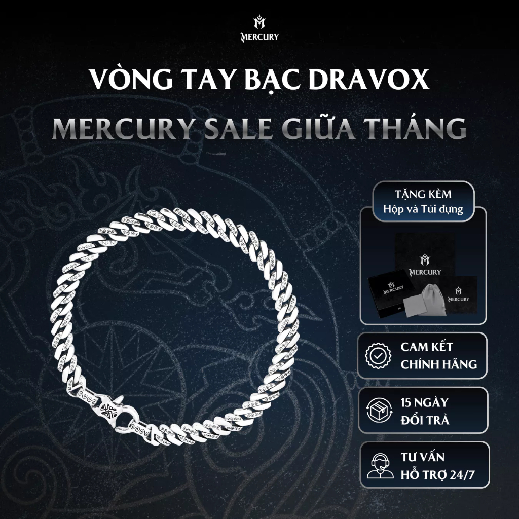 Vòng tay bạc 925 Mercury Dravox - Trang sức, phụ kiện thời trang đeo tay - Thiết kế Basic