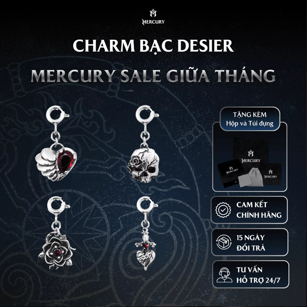 Charm Bạc 925 Mercury The Desire - Phụ kiện trang sức, vòng đeo tay - Mercury collab Tranh Nguyenn