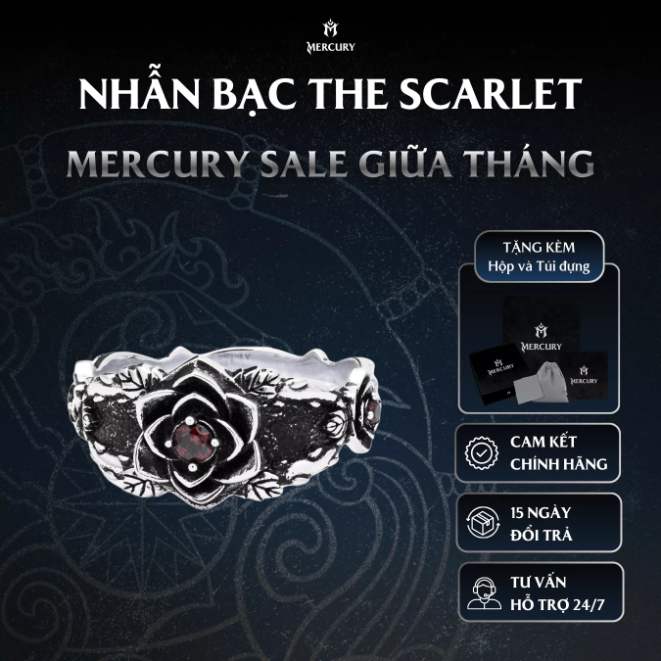Nhẫn Bạc nam,nữ 925 Mercury The Scarlet - Trang sức Bạc 925 cao cấp - Thiết kế độc quyền bởi Mercury