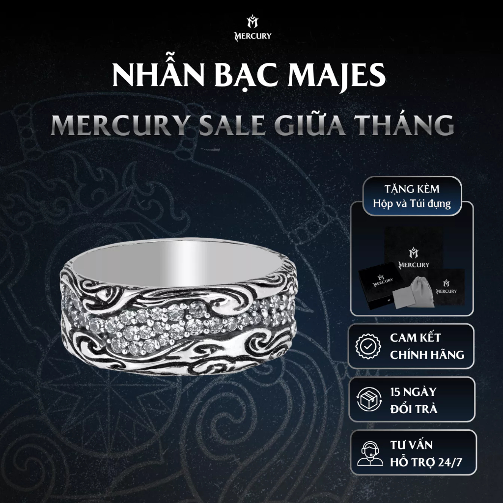 Nhẫn Bạc nam 925 Mercury Majes - Trang sức Bạc 925 đúc nguyên khối - Thiết kế độc quyền bởi Mercury
