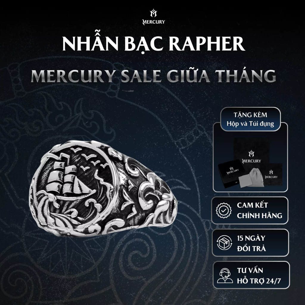 Nhẫn Bạc nam 925 Mercury Cliff - Trang sức Bạc 925 đúc nguyên khối - Thiết kế độc quyền Mercury