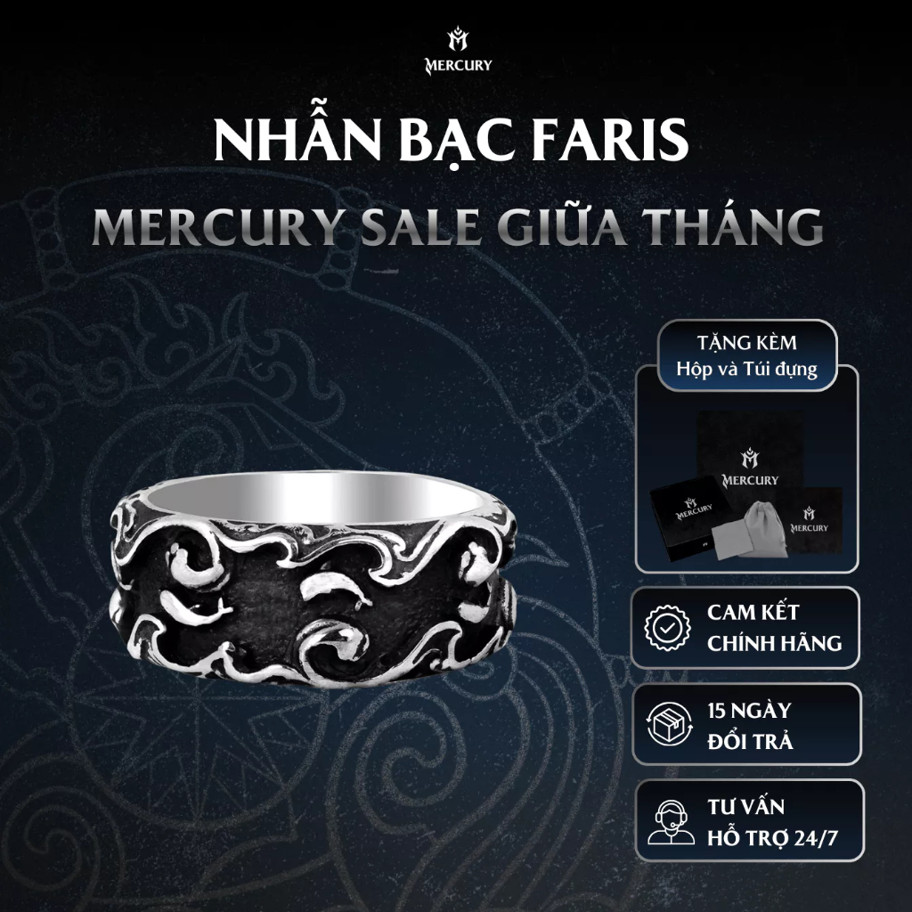Nhẫn Bạc nam 925 Mercury Faris - Trang sức Bạc 925 đúc nguyên khối - Thiết kế độc quyền bởi Mercury