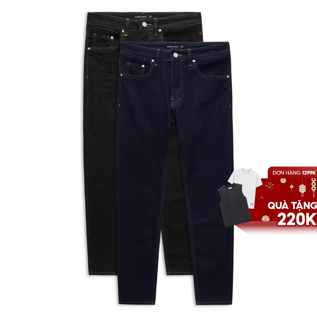 Quần Jean Nam Slim Red Label Indigo Col, Chất Vải Jean Indigo Thoải Mái, QJ0056, SOMEHOW