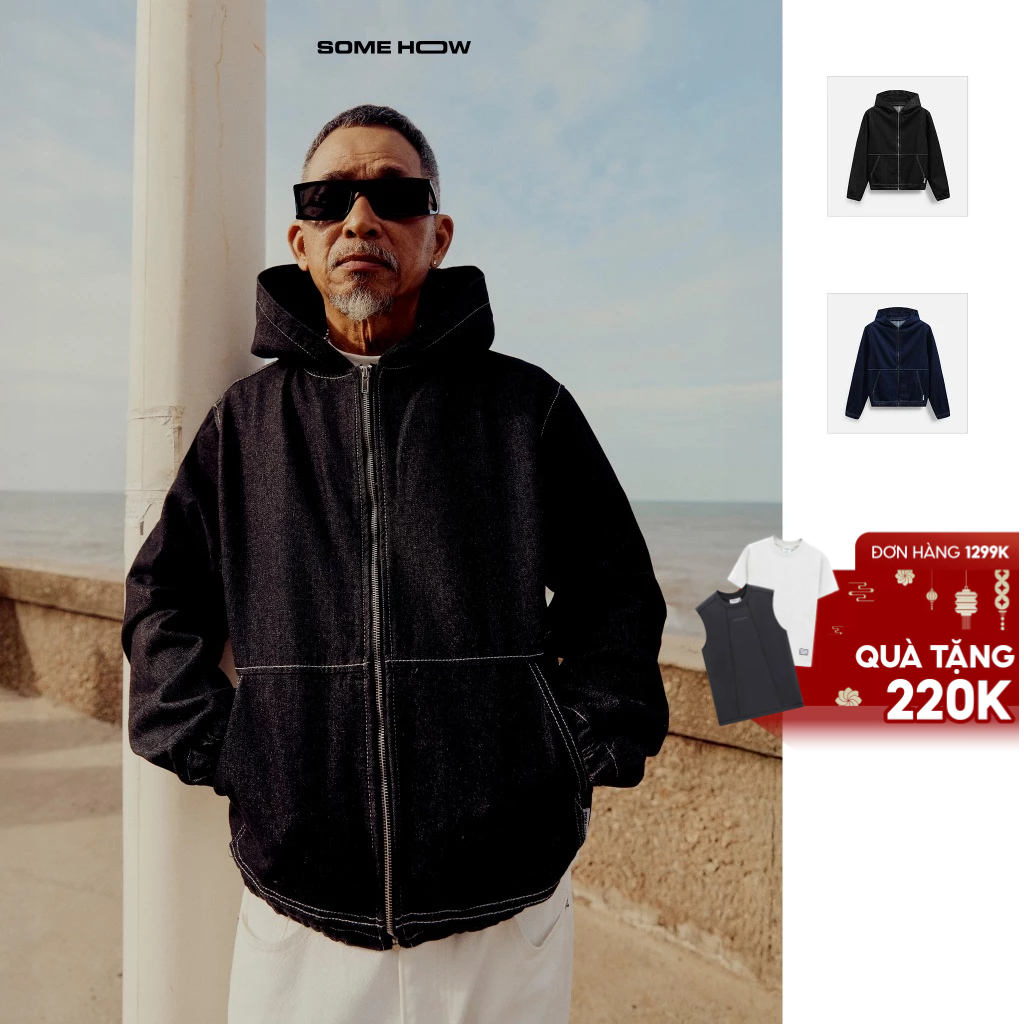 [New7] Áo Khoác Nam Indigo Hood Relaxed * Én Col 25, Chất Vải Jean Indigo Thoải Mái,  AK0085, SOMEHO