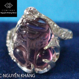 Nhẫn tỳ hưu đá phong thủy bọc bạc ta