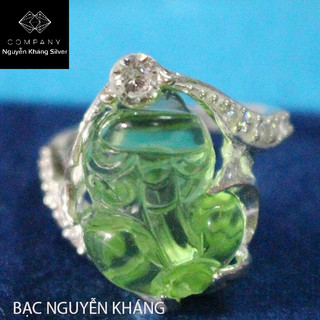 Nhẫn tỳ hưu đá phong thủy bọc bạc ta