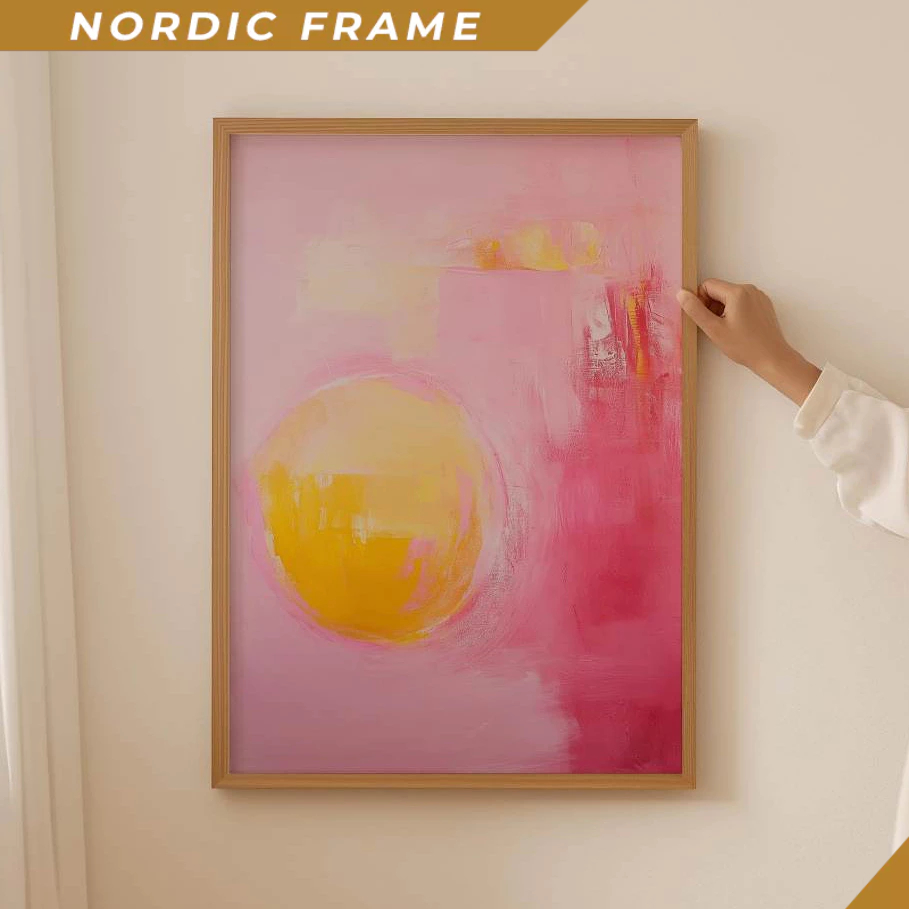 Tranh treo tường, Pink Abstract Poster– Japandi Wall Art for cubicle decor, Wabi Sabi Print, Aesthet