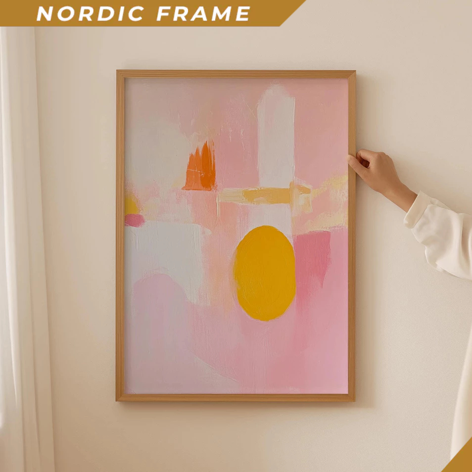 Tranh treo tường, Abstract Pink Poster– Japandi Wall Art for cubicle decor, Wabi Sabi Print, Aesthet