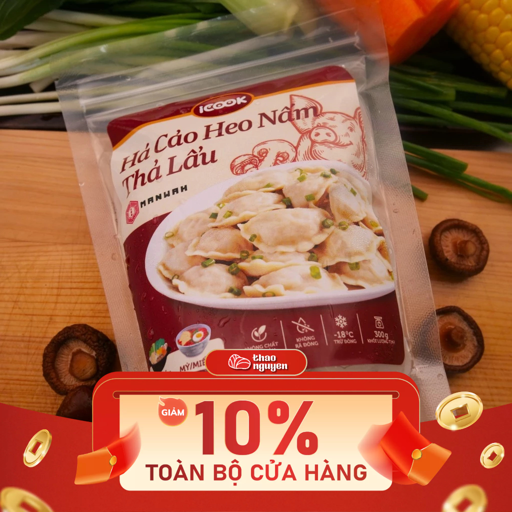 [Hỏa tốc 4h HN] Há cảo thả lẩu Manwah iCOOK 300g/ gói (Tôm thịt/ Heo/ Heo nấm) | Thảo Nguyên Food