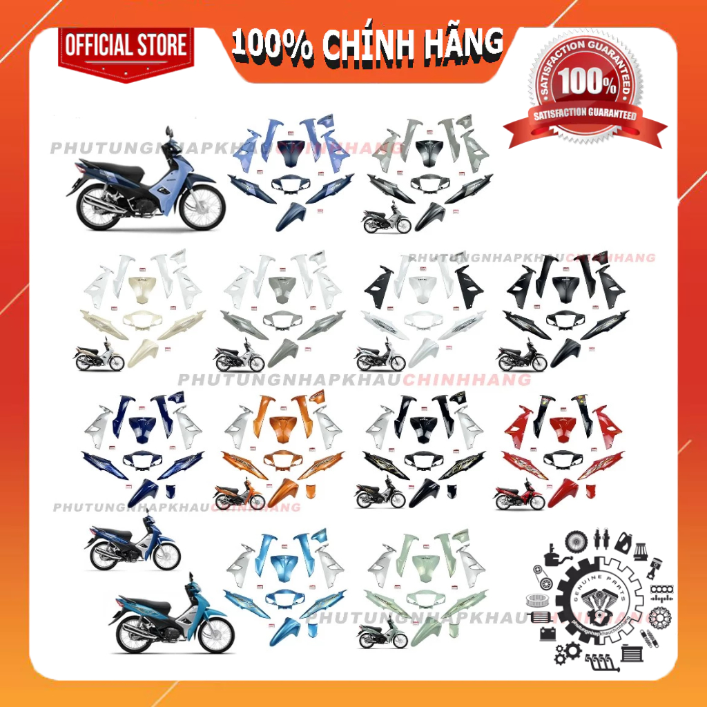 Bộ dàn áo Wave A 110 đời 2017-2025 các màu chính hãng, Dàn nhựa màu Wave Alpha 110, Wave Lớn 2018 20
