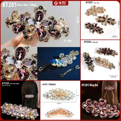 GOTI Kẹp Tóc Trung Niên Hình Bông Hoa Nhiều Mẫu Đính Đá Sang Trọng Tặng Mẹ, Tặng Bà KT56