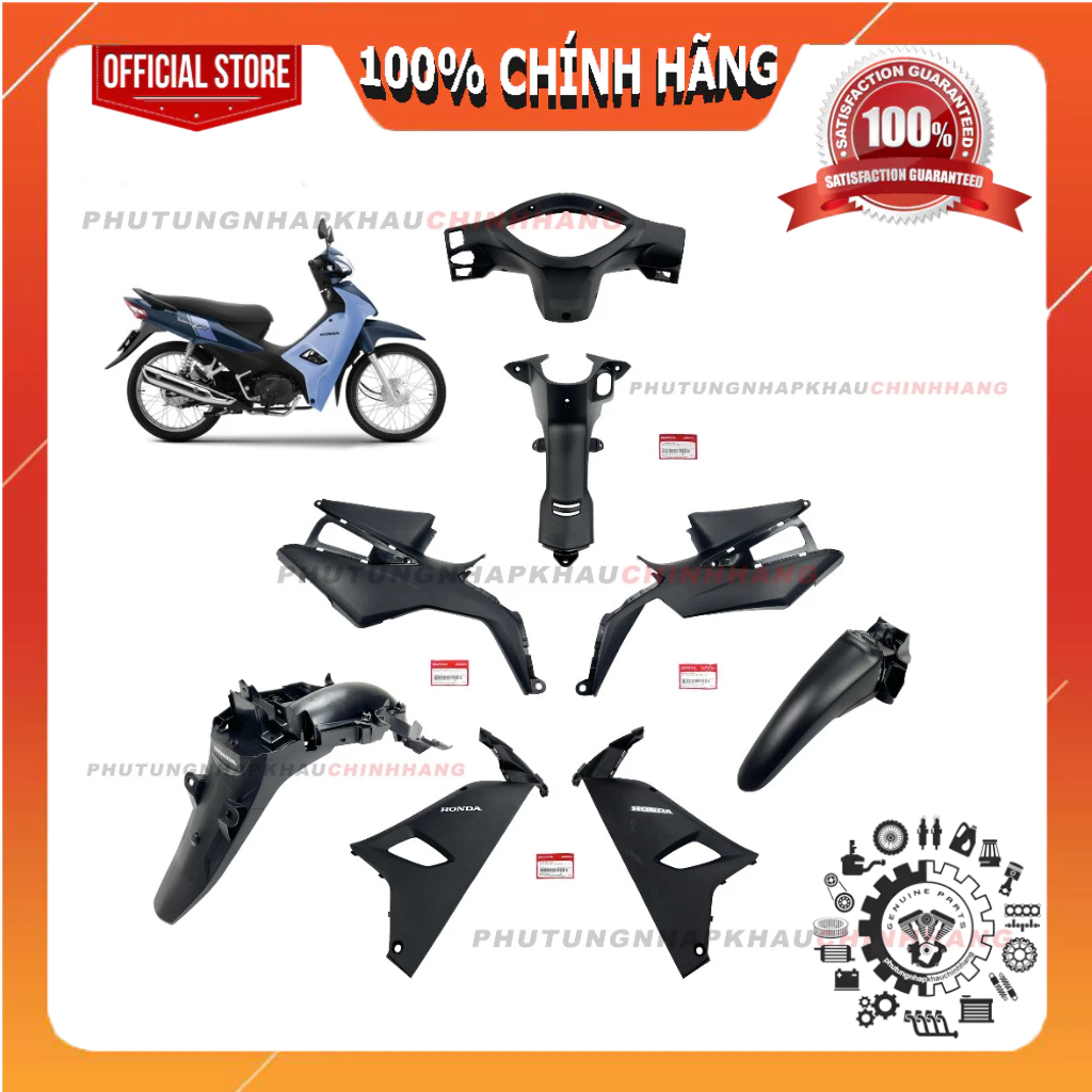 Bộ nhựa nhám Wave A 110 đời 2017-2025 chính hãng, Dàn nhựa nhám đen Wave Alpha 2018 2019 2020 2021 2