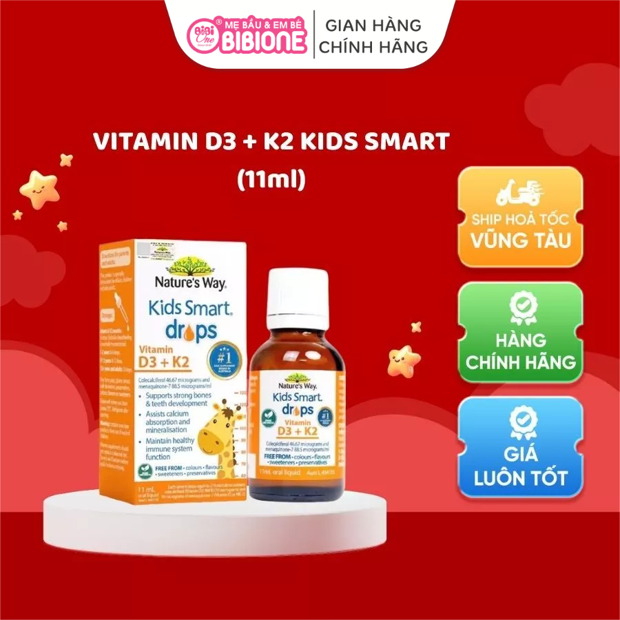 [BiBiOne] Vitamin D3K2 Thuần Chay ORGANIC Nature’s Way, Vitamin D3K2 Thế Hệ Mới Cho Bé 11ml