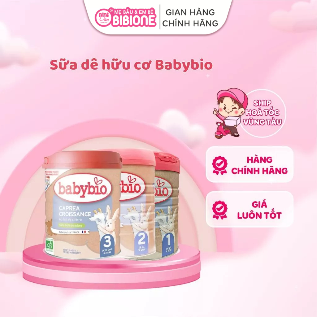 [Mua 1 TẶNG 1] Sữa Hữu Cơ BabyBio Bò [Optima] - Dê [Caprea] Lon 800g