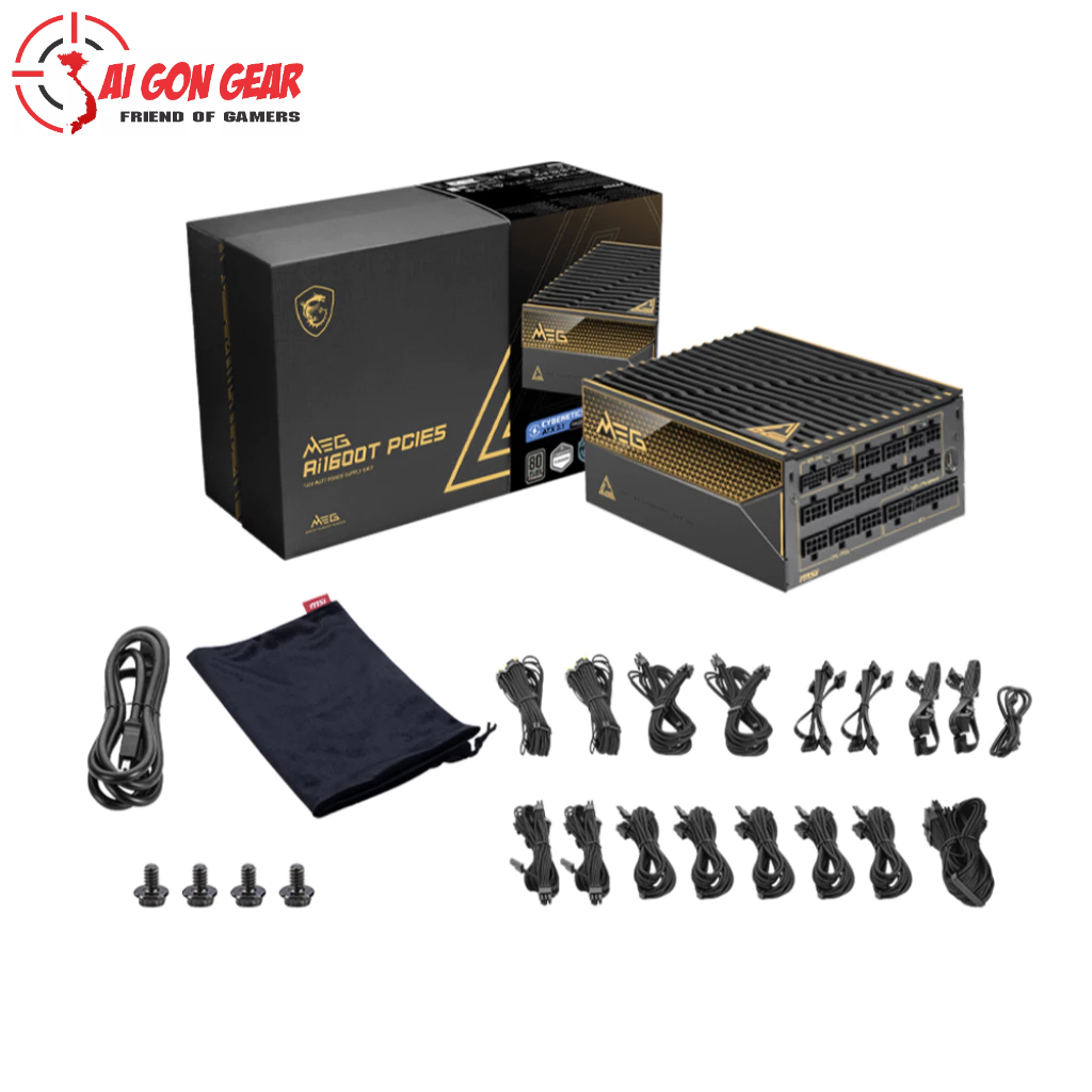 Nguồn máy tính MSI MEG AI1600T PCIE5 - 80 Plus Titanium (1600W)