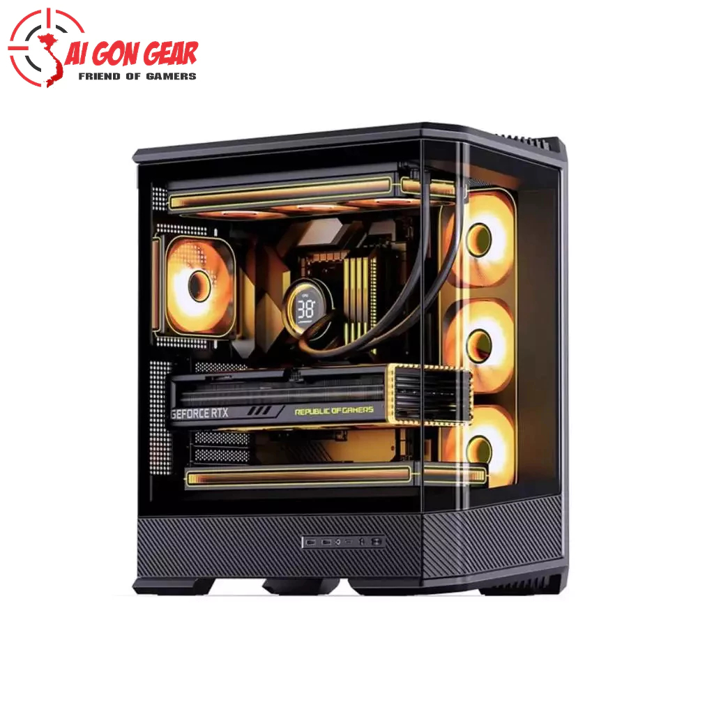 Case Jonsbo D400 Black - White ( ATX ) ko bao gồm fan
