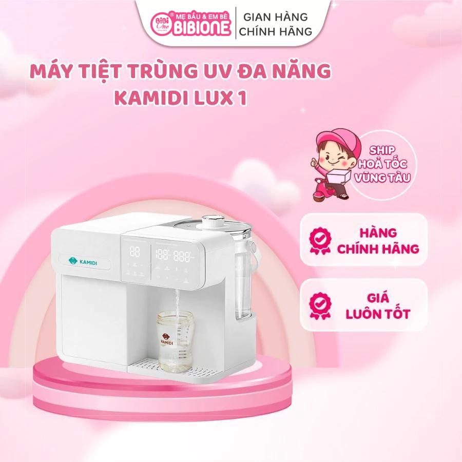 Máy Tiệt Trùng UV Bình Sữa kamidi Lux 1 Lấy Nước Tự Động Tích Hợp Đun Nước Pha Sữa Cho Bé, Bảo Hành 