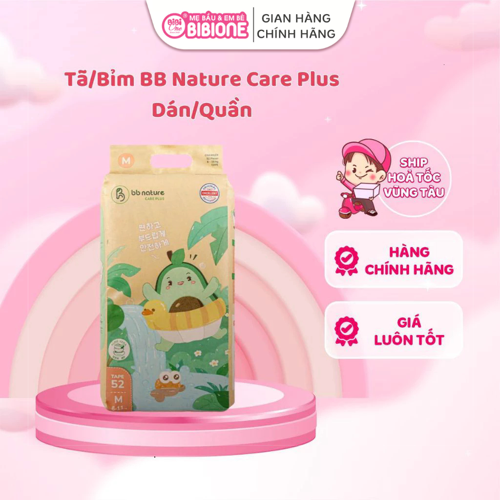 {3bịch}Tã Bỉm BB NATURE CARE PLUS Mẫu Mới size NB/S/M/L/XL/XXL/3XL/4XL