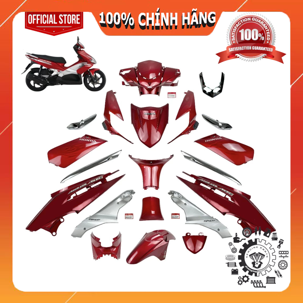 [LẺ MÓN] Dàn áo Air Blade 110 bản Fi đời 2010 màu Đỏ 3D, Dàn nhựa màu AB 110 Fi Phun xăng điện tử