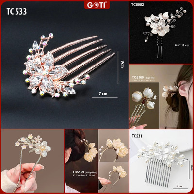 GOTI Phụ Kiện Tóc Dự Tiệc Quà Cho Nữ Trâm Cài Tóc Kiểu Lược Cài Hạt Châu Quà Tặng Thanh Lịch TC5056